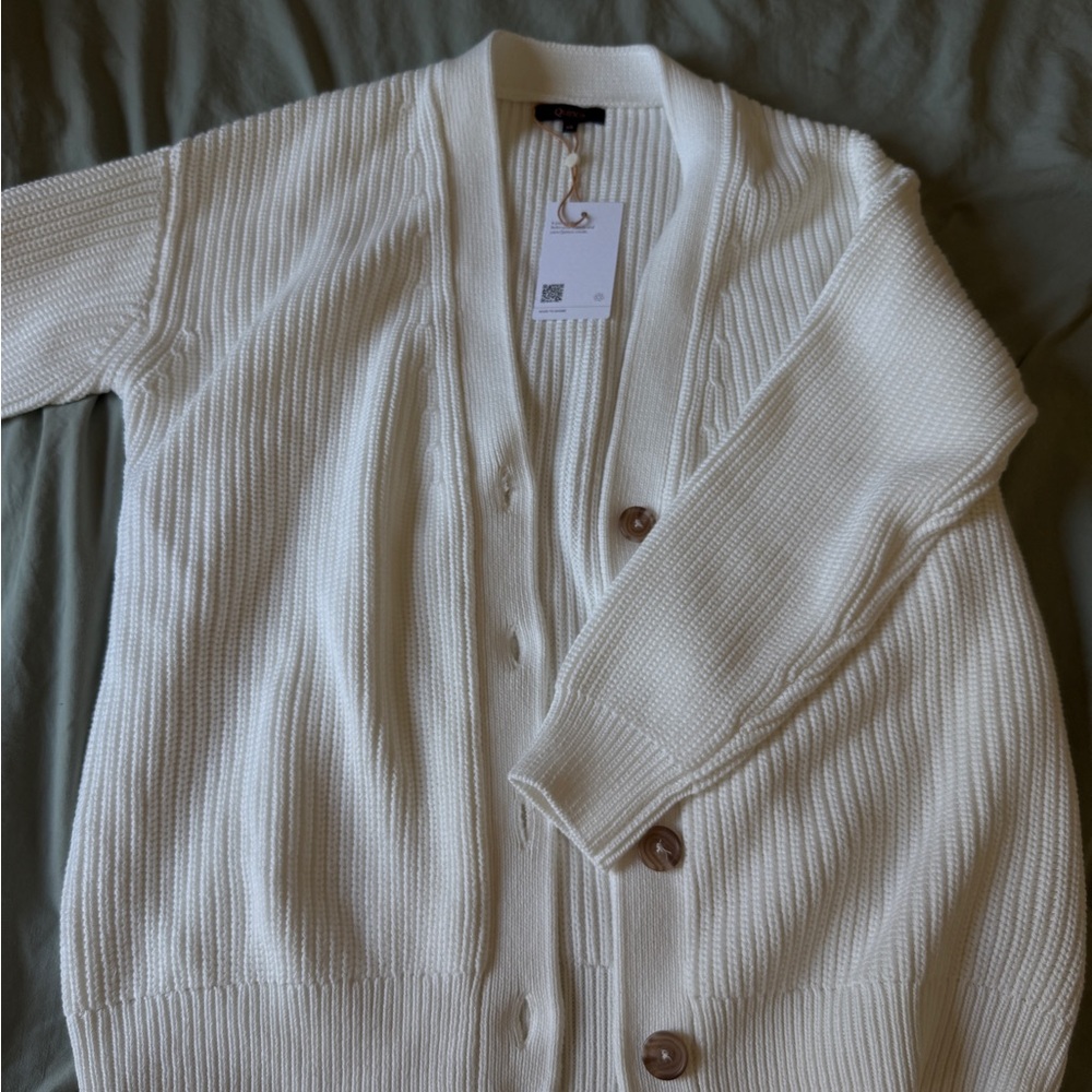Elegant White Women's Cardigan Sweater